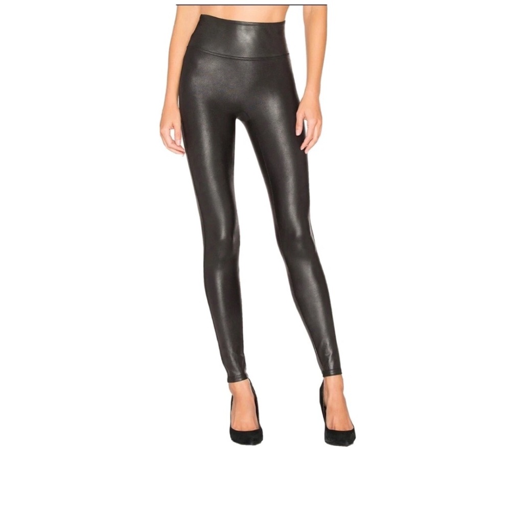 Spanx Faux Leather Leggings for Women, Size Petite Medium Black NEW NWT